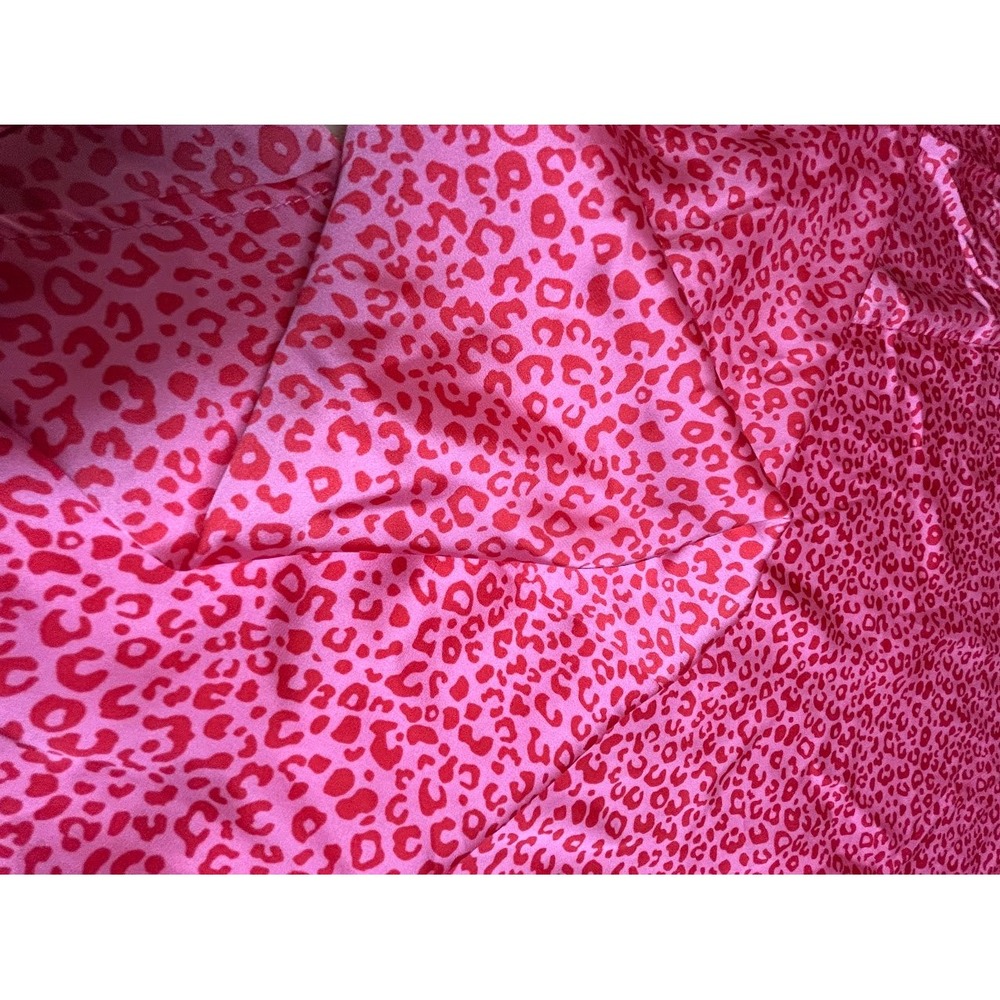 Pink Red Leopard Print Dolman Sleeve V-Neck Blouse Top Large-XL - Picture 5 of 6